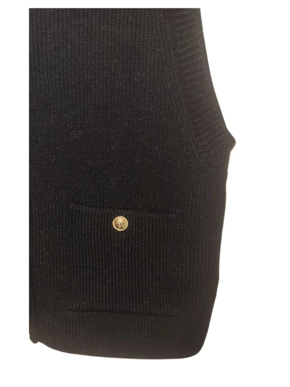 Zara Black Knit Vest with Gold Button Details. Size M - Picture 7 of 9